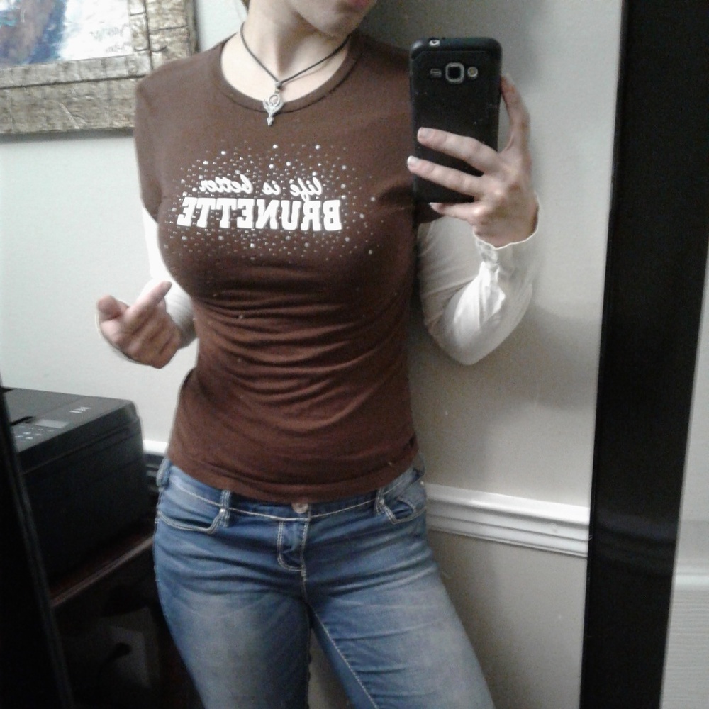 Life is Better Brunette Long Sleeve Fitted Top